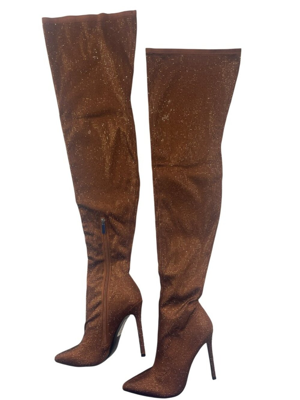 ASOS Over The Knee Copper Rhinestone Embellished Stiletto Boots Size 8 US NWB - Picture 3 of 8